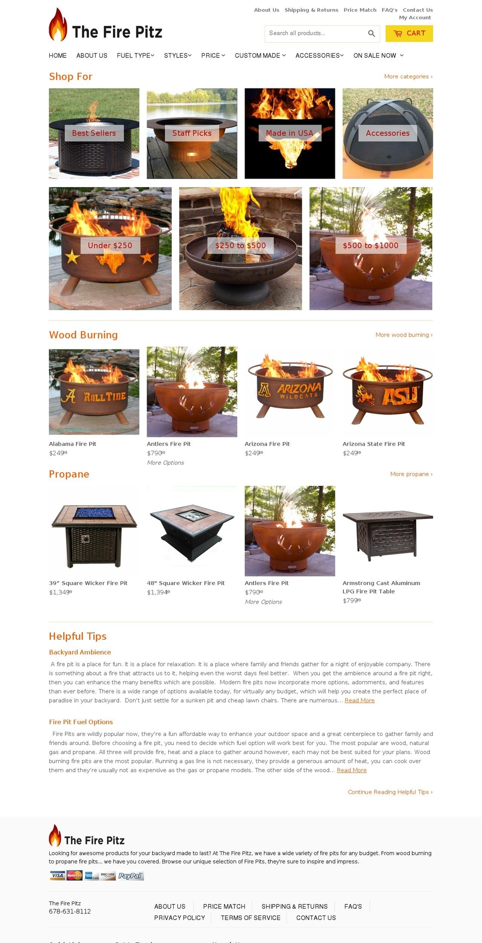 thefirepitz.com shopify website screenshot