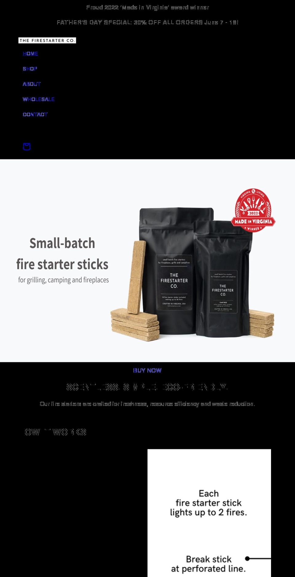thefirestarterco.com shopify website screenshot
