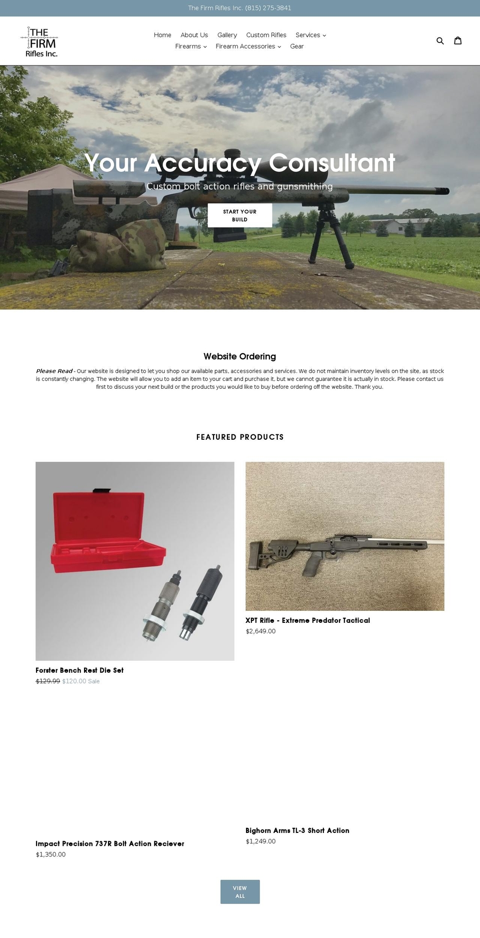 thefirmriflesinc.com — Shopify storefront screenshot