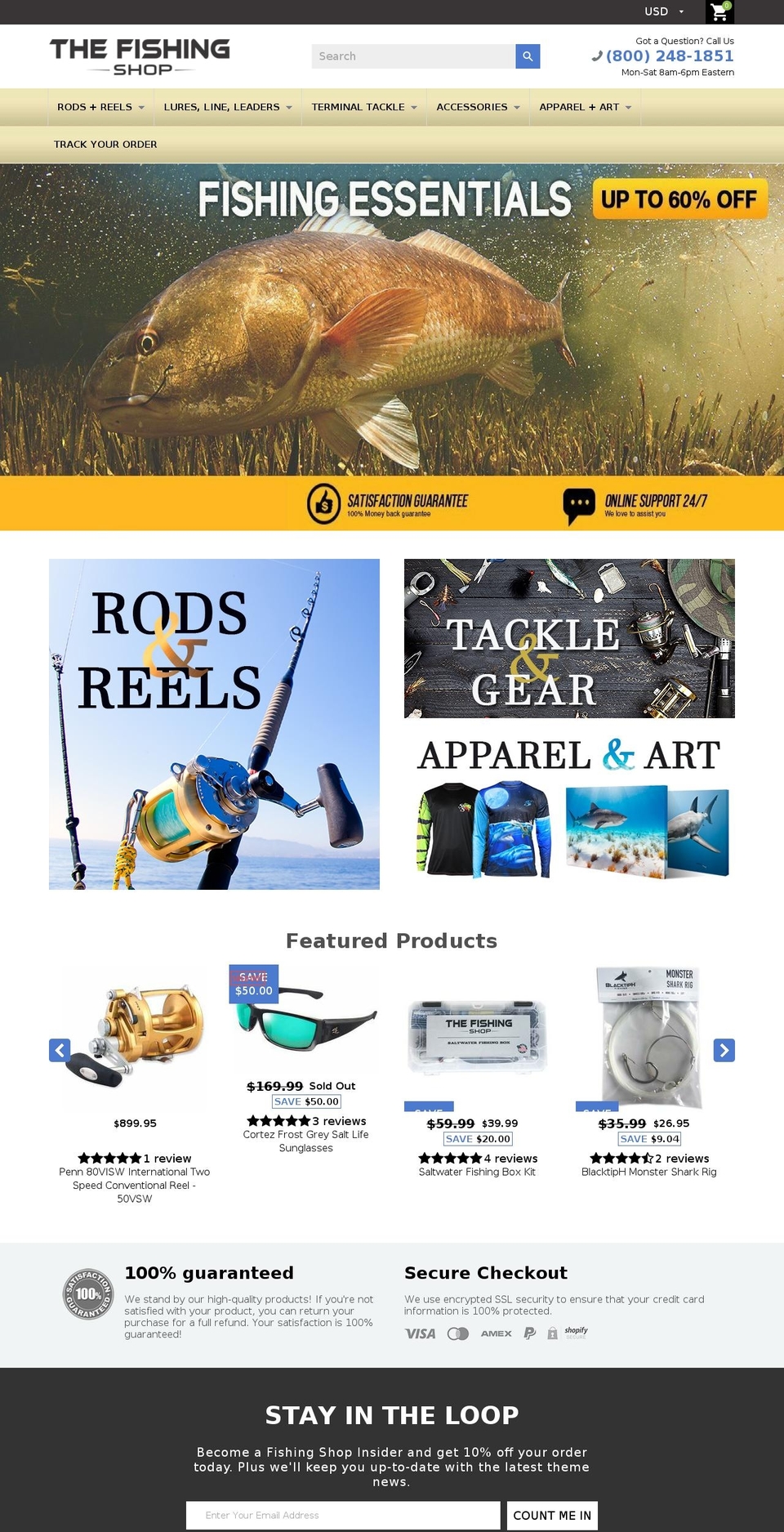 thefishingshop.com shopify website screenshot