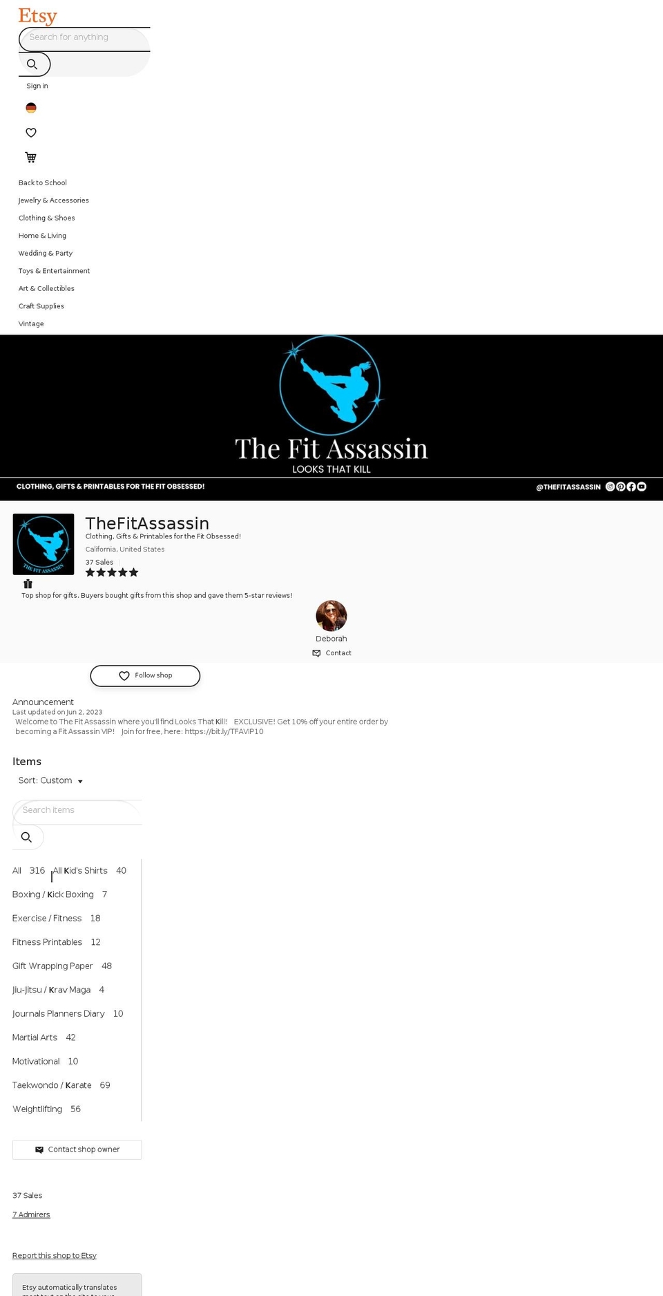 thefitassassin.com shopify website screenshot