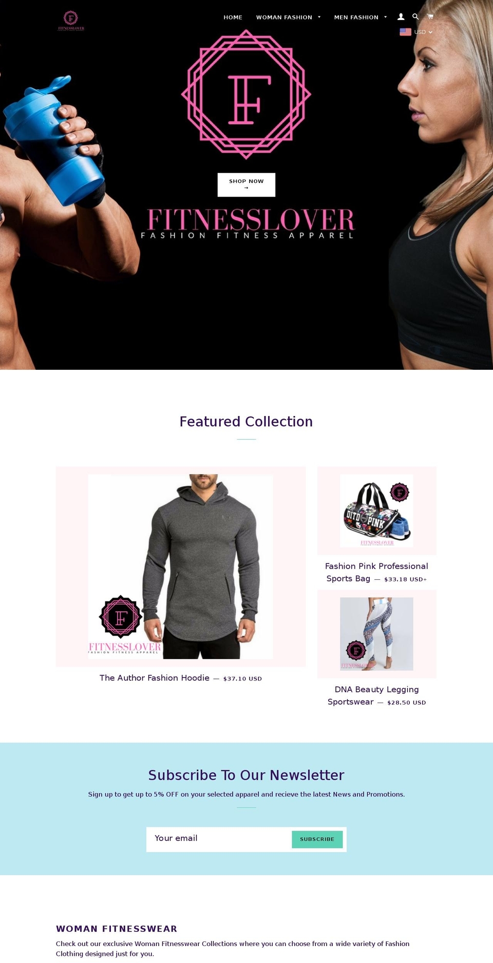 thefitnesslover.com shopify website screenshot