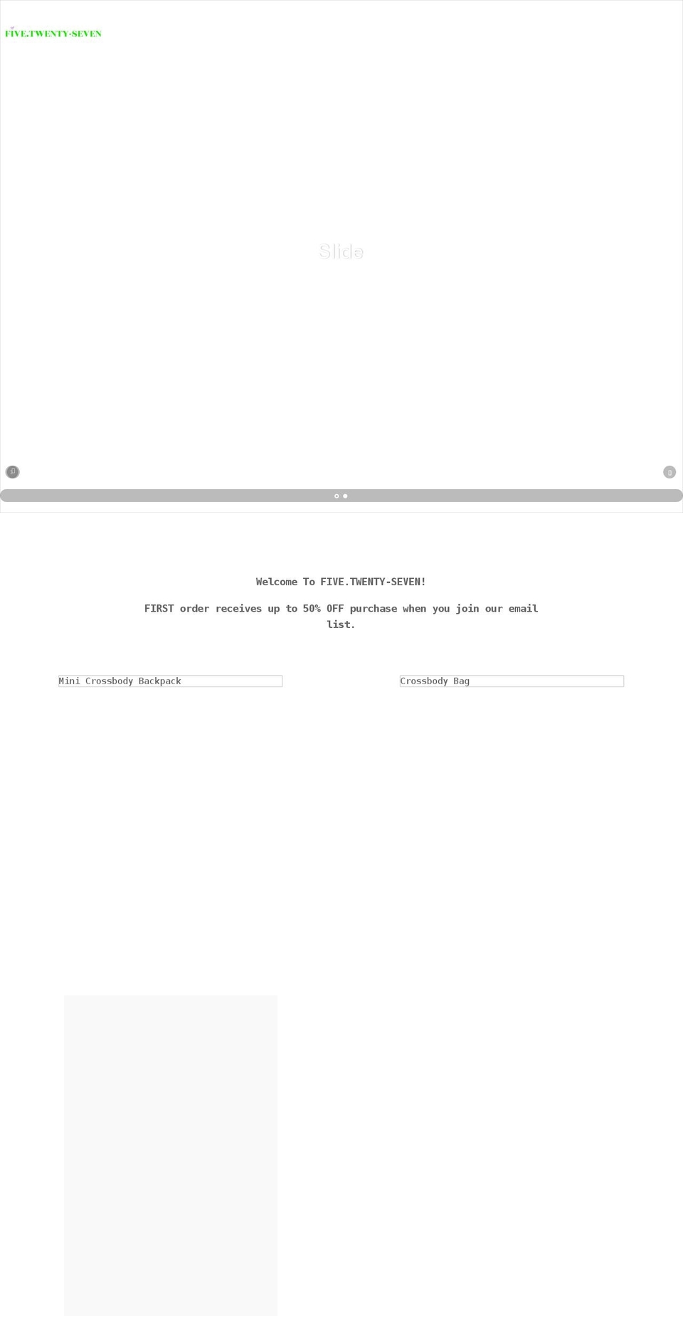 thefivetwentyseven.com shopify website screenshot