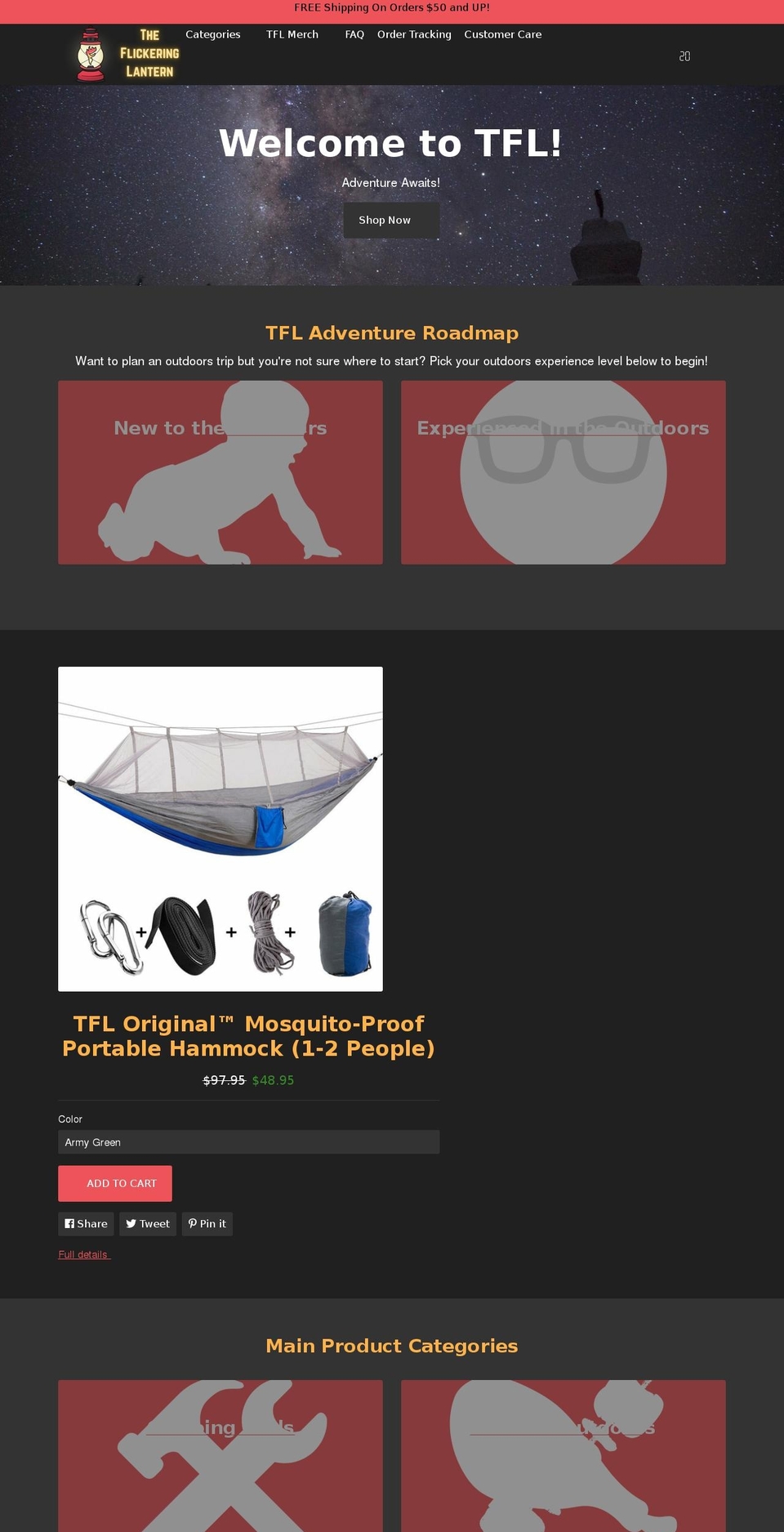 theflickeringlantern.com shopify website screenshot