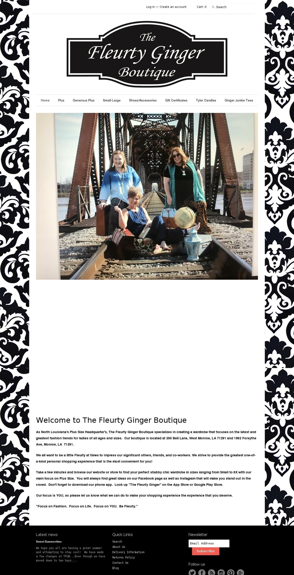 theflirtygingerboutique.com — Shopify storefront screenshot