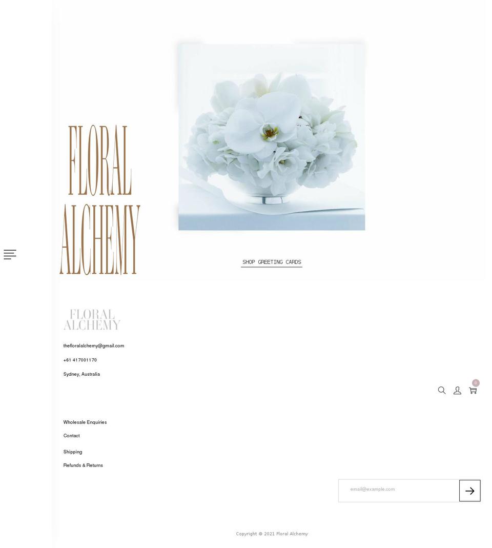 thefloralalchemy.com shopify website screenshot