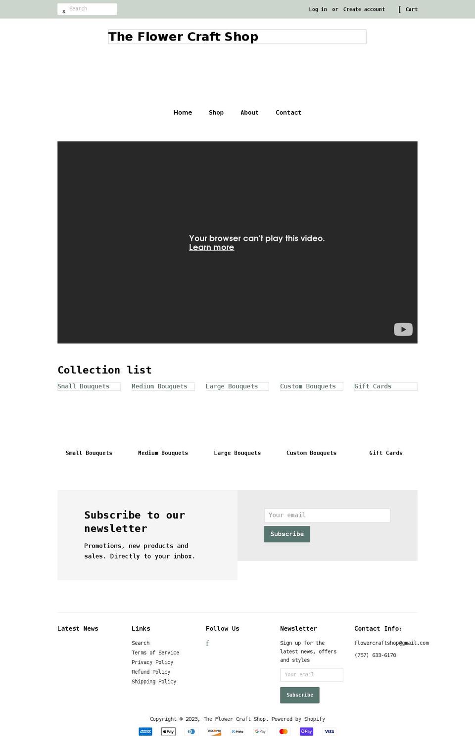 theflowercraftshop.com shopify website screenshot