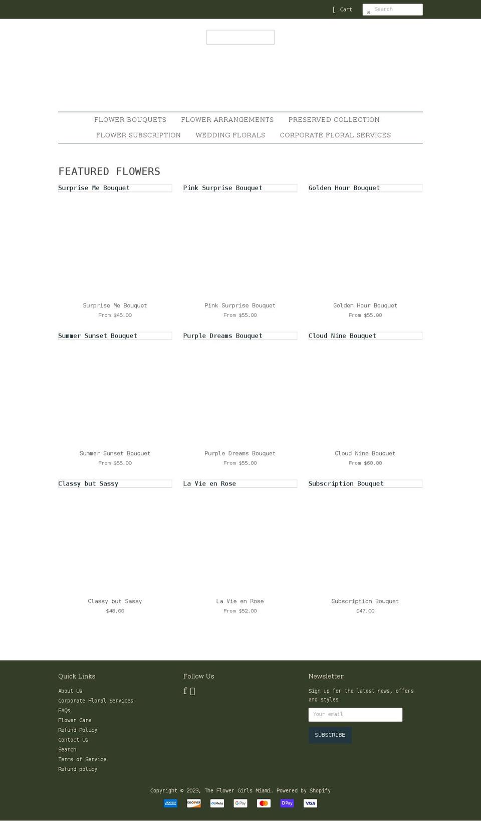 theflowergirlsmiami.com shopify website screenshot