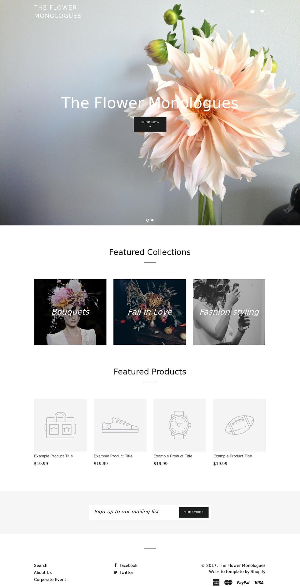 theflowermonologues.com shopify website screenshot