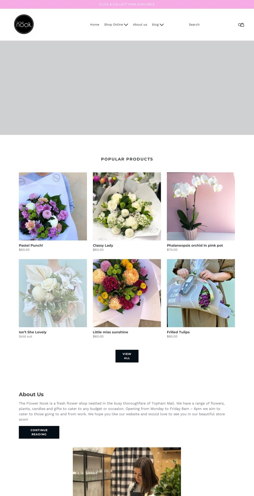 theflowernook.com.au shopify website screenshot