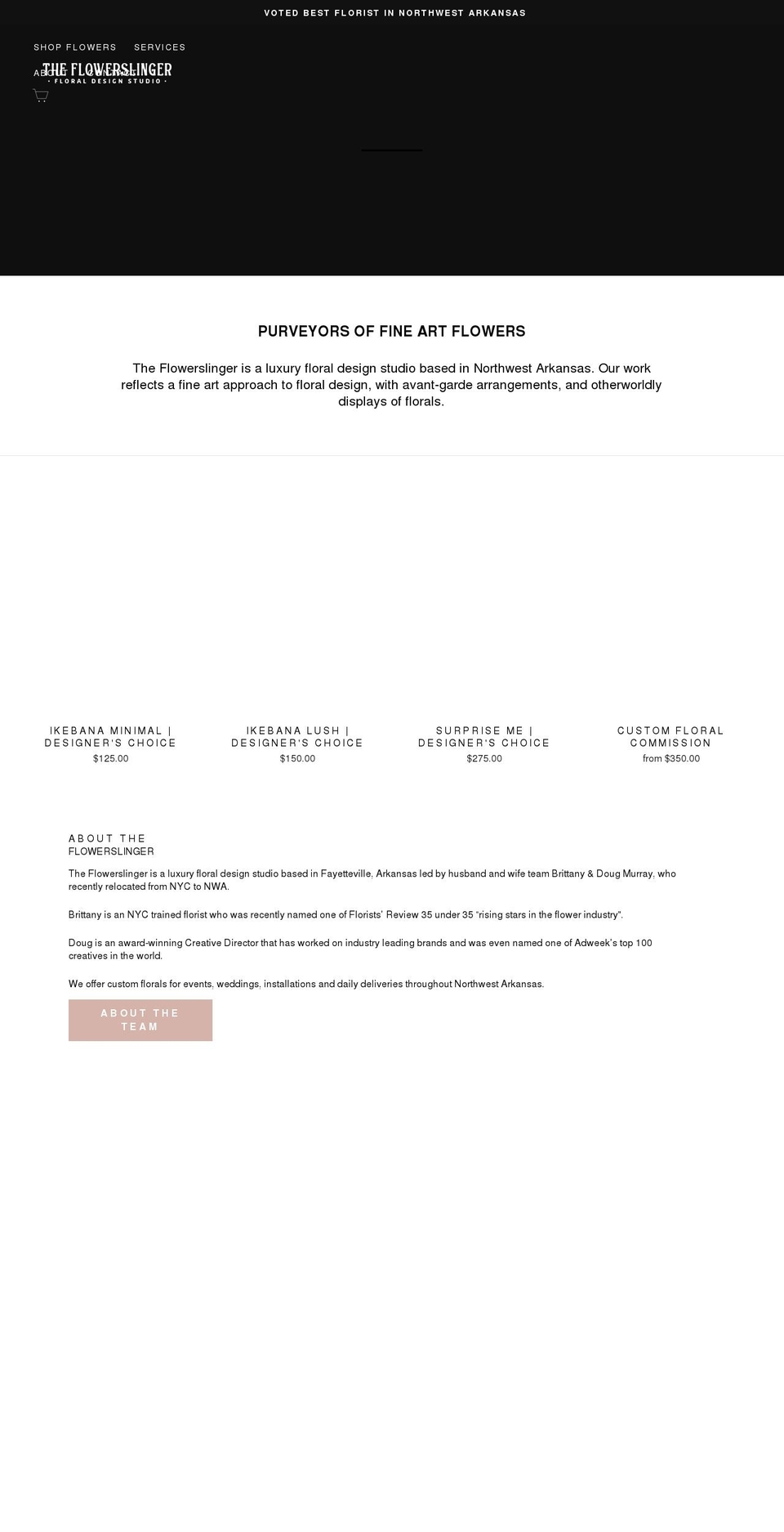 theflowerslinger.com shopify website screenshot