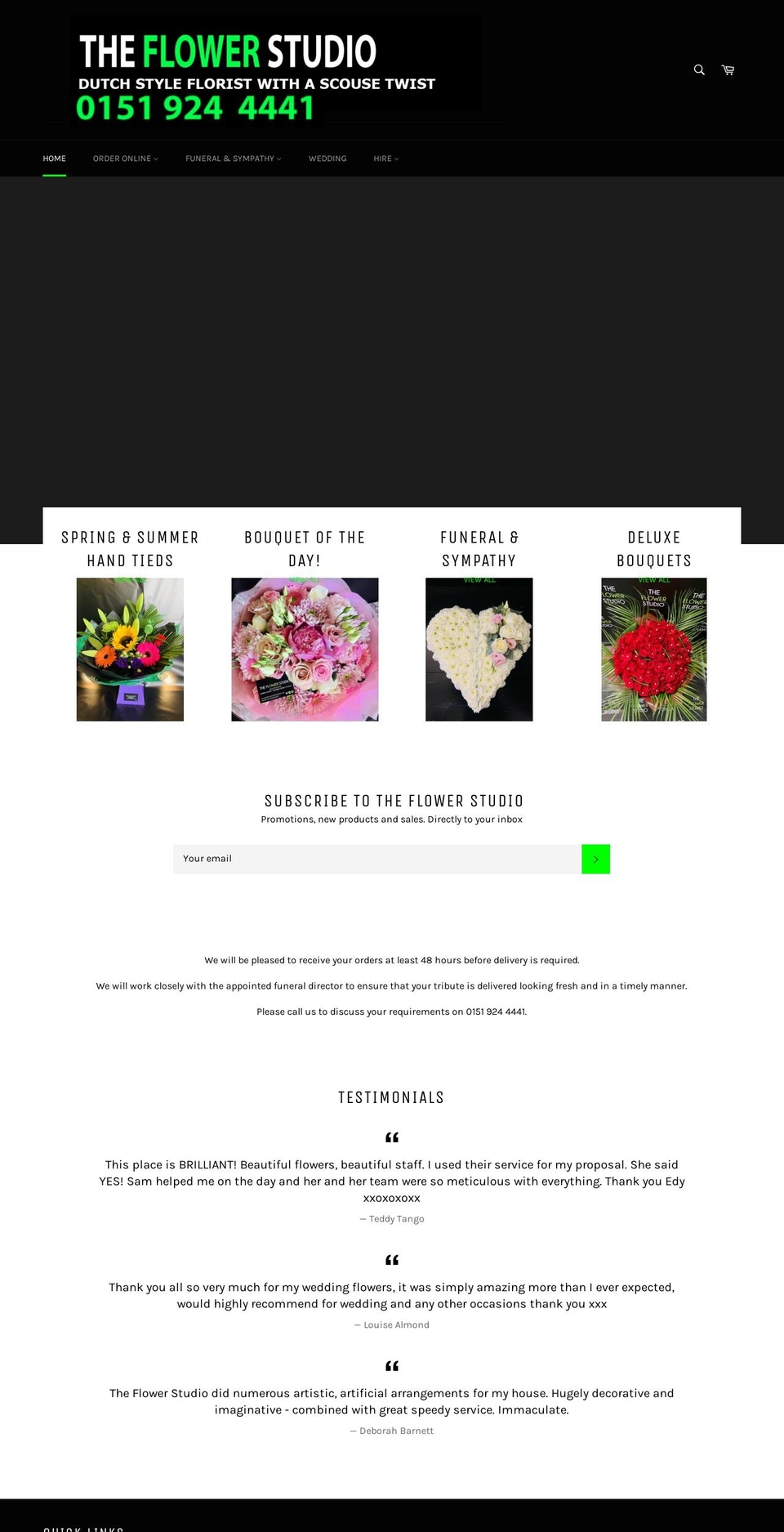 theflowerstudioliverpool.co.uk shopify website screenshot