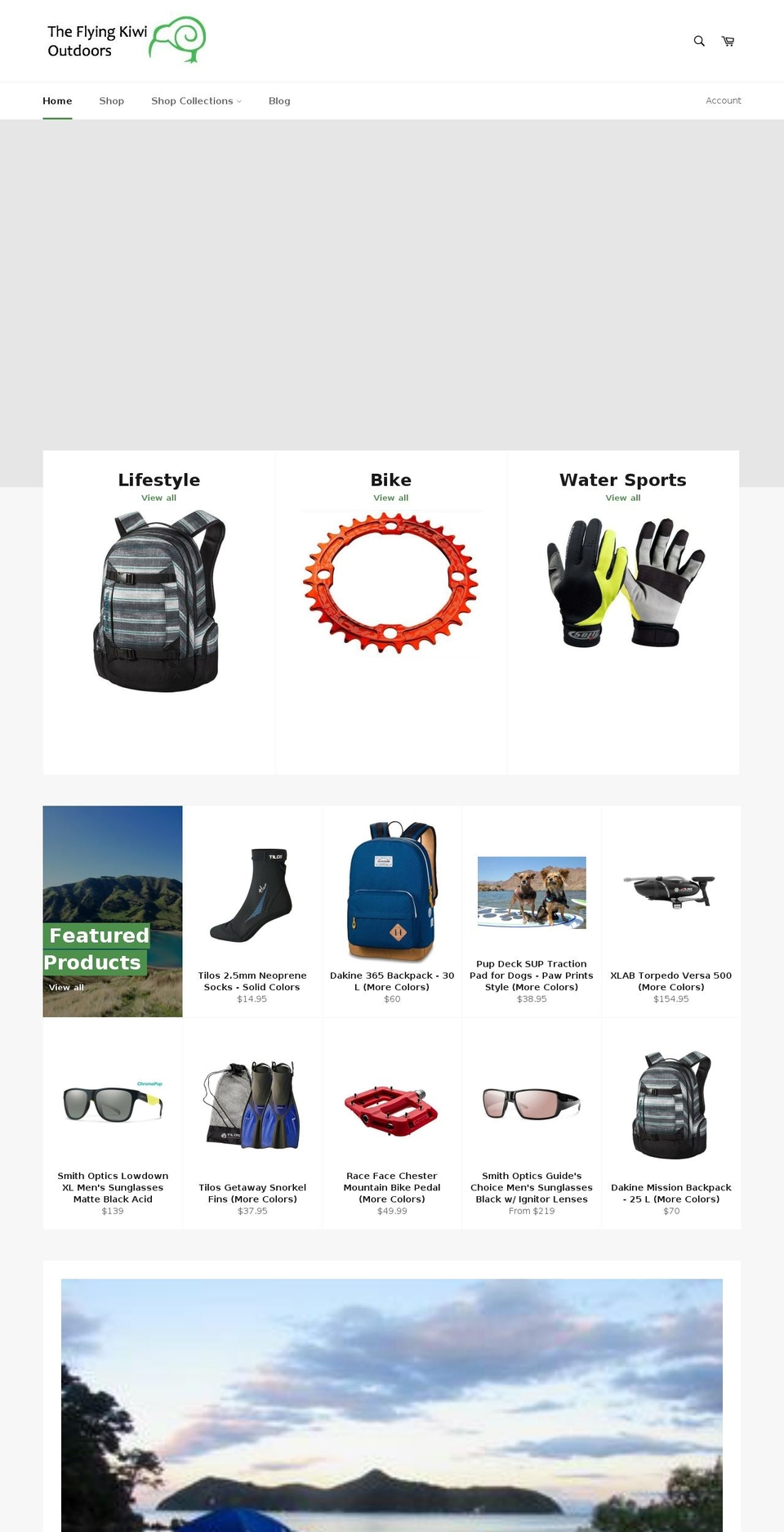 theflyingkiwioutdoors.com — Shopify storefront screenshot
