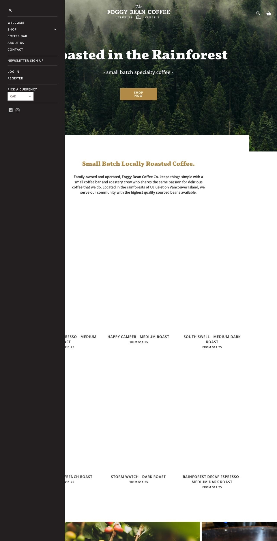 thefoggybean.com shopify website screenshot