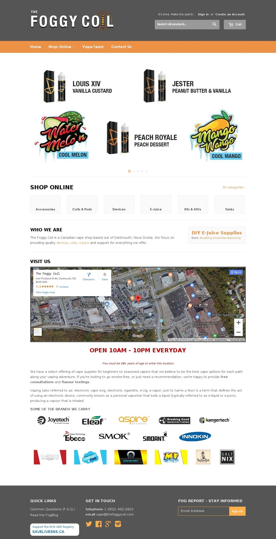thefoggycoil.com — Shopify storefront screenshot