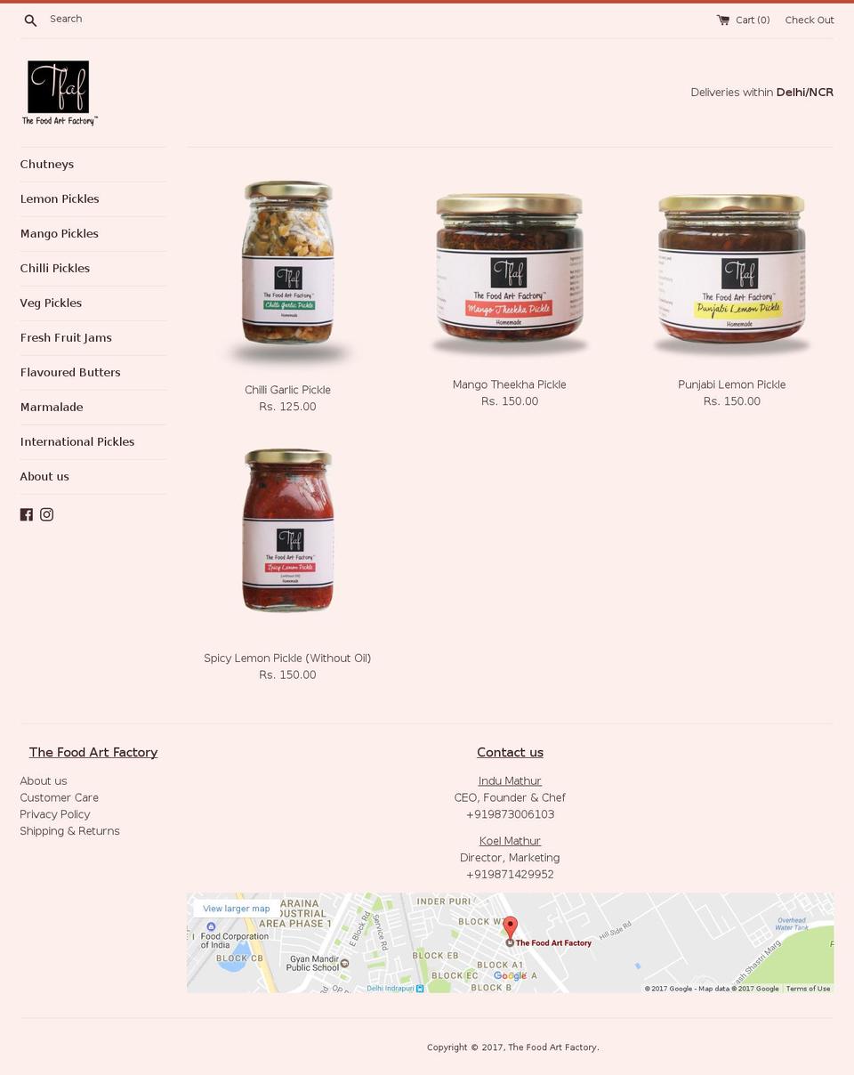 thefoodartfactory.com shopify website screenshot