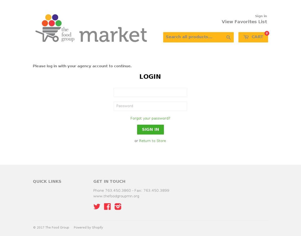 thefoodgroupmarket.org shopify website screenshot