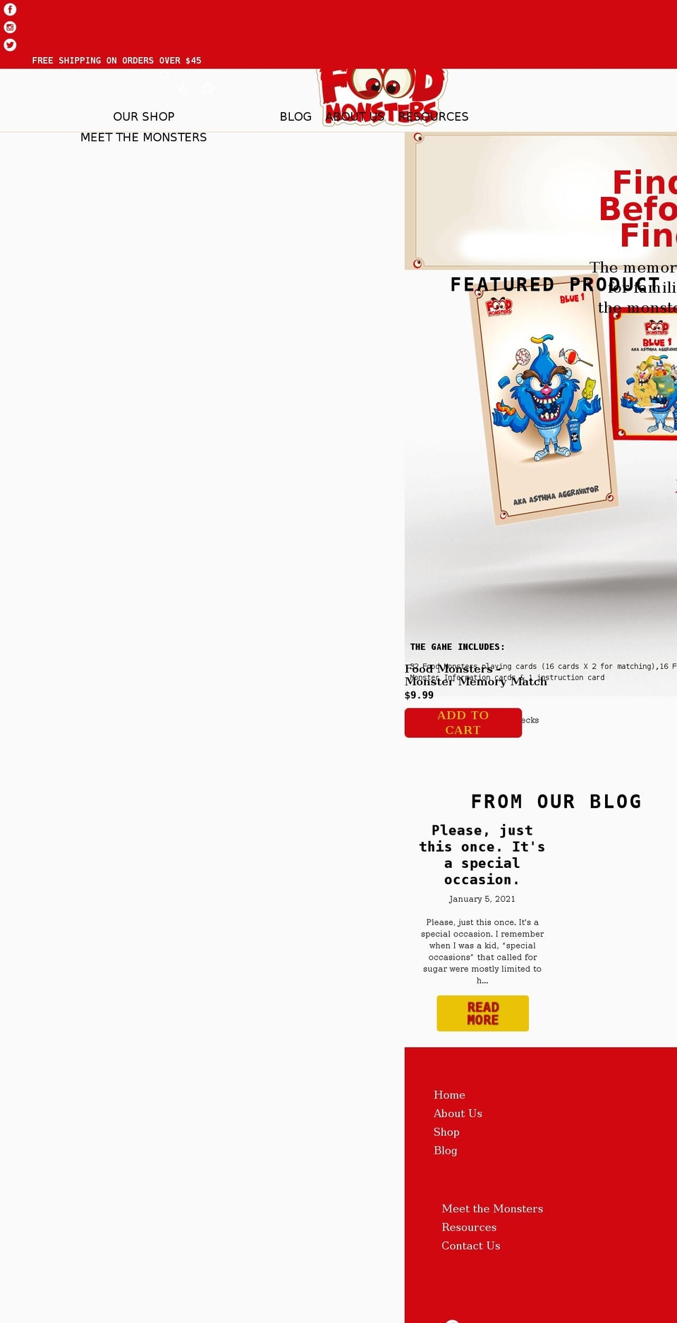 thefoodmonsters.com shopify website screenshot