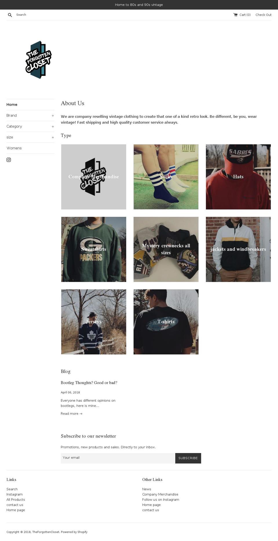 theforgottencloset.com — Shopify storefront screenshot