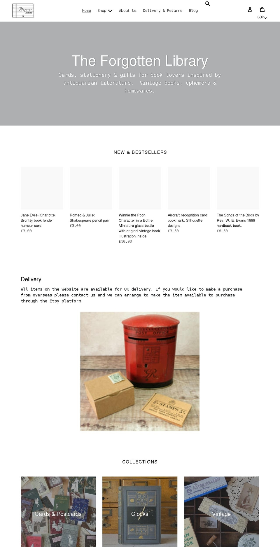 theforgottenlibrary.com shopify website screenshot