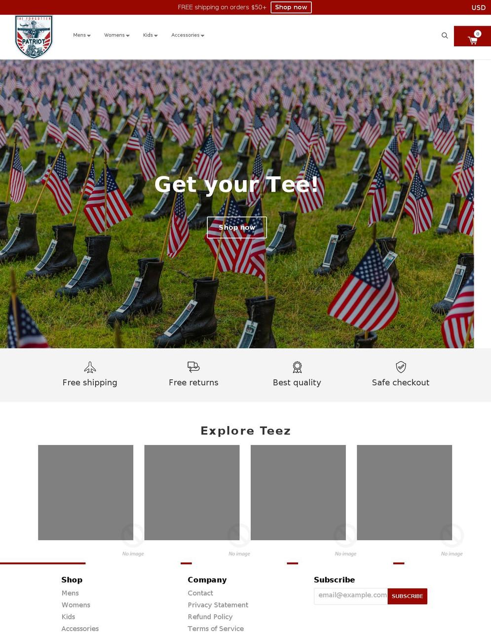 Konversion Shopify theme site example theforgottenpatriot.com