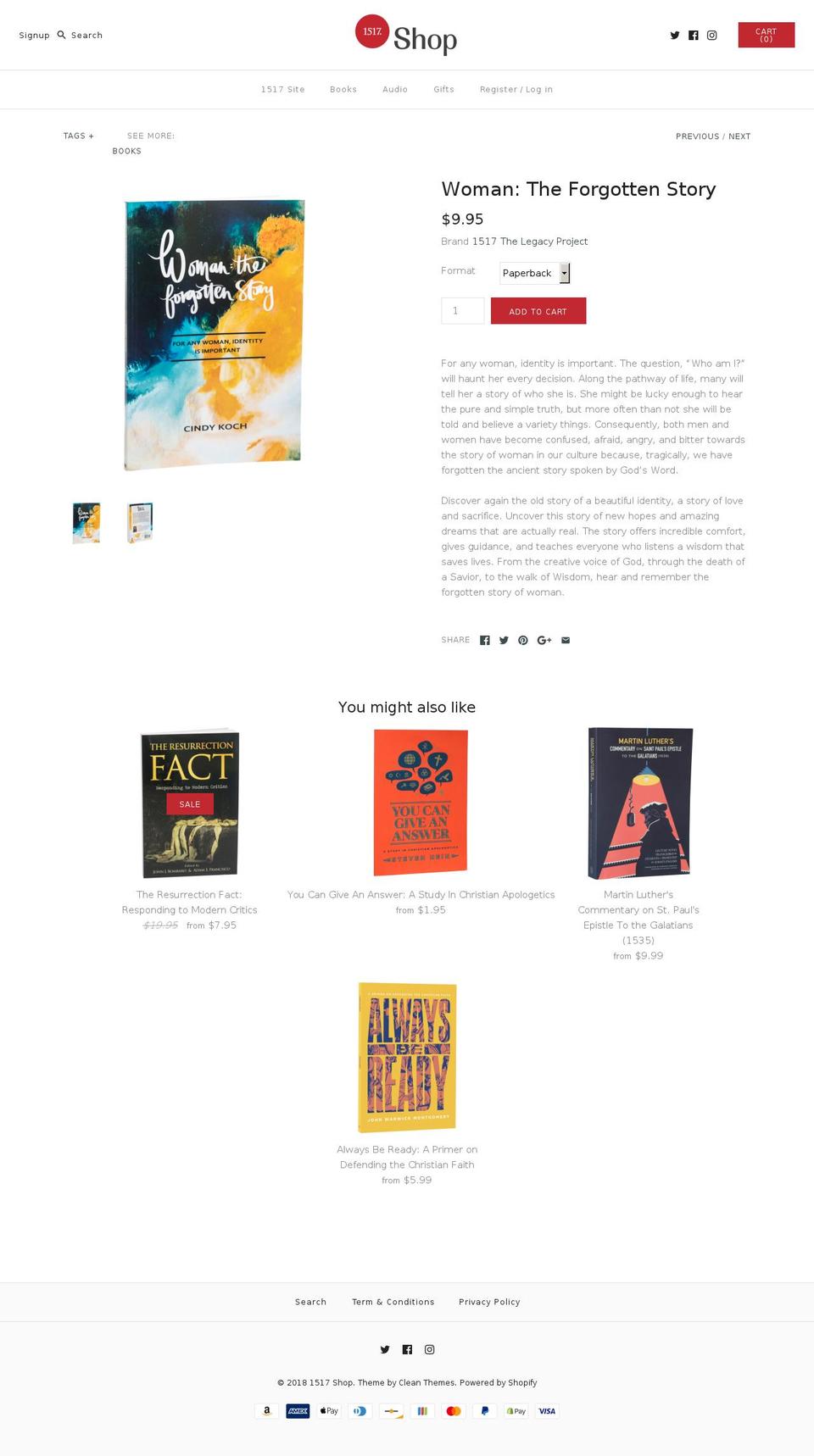 theforgottenstory.com — Shopify storefront screenshot