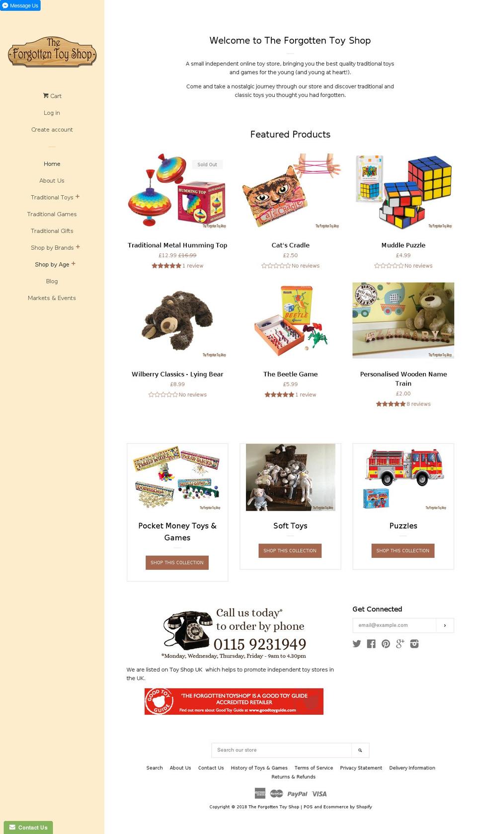 theforgottentoyshop.com — Shopify storefront screenshot