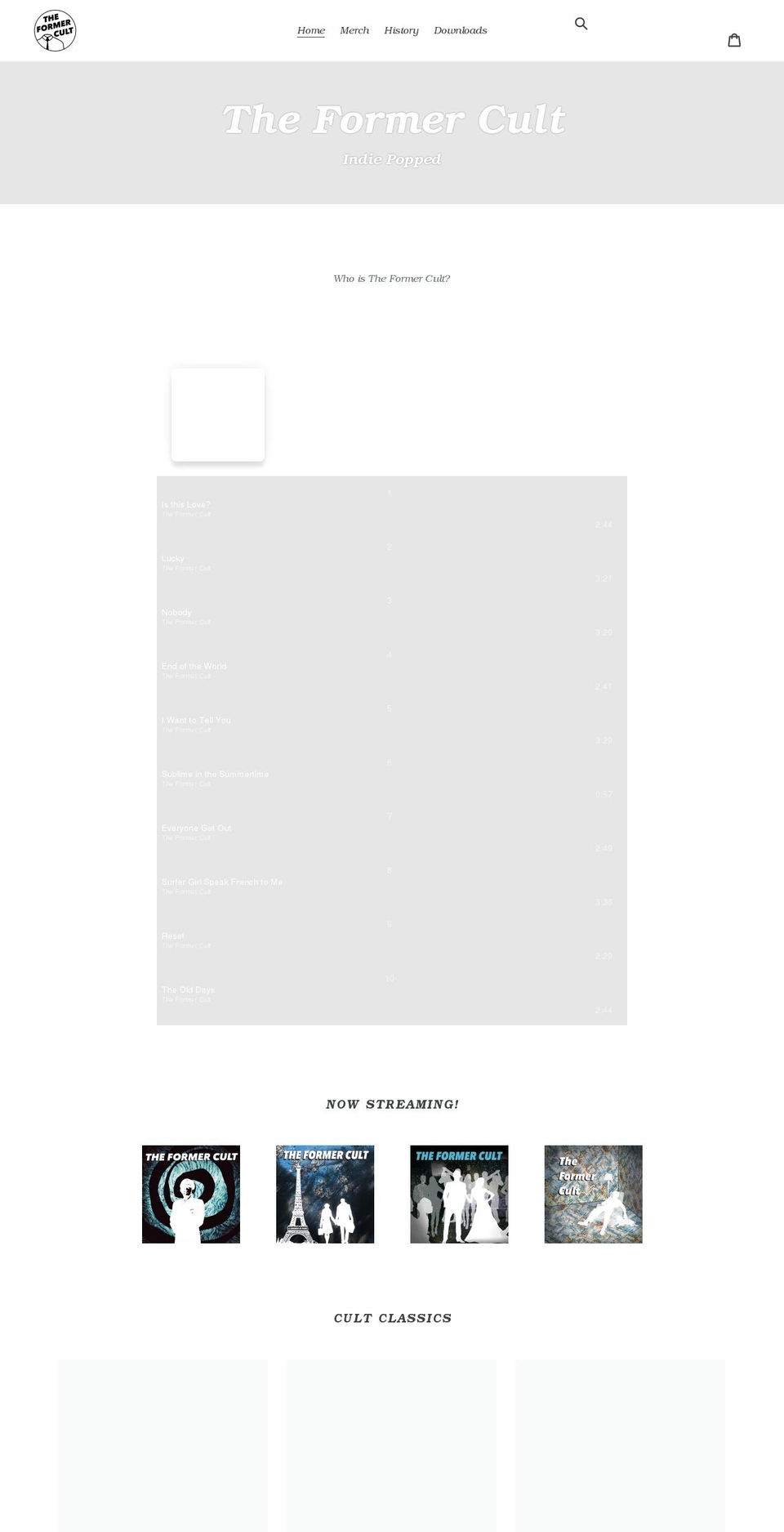 theformercult.com shopify website screenshot