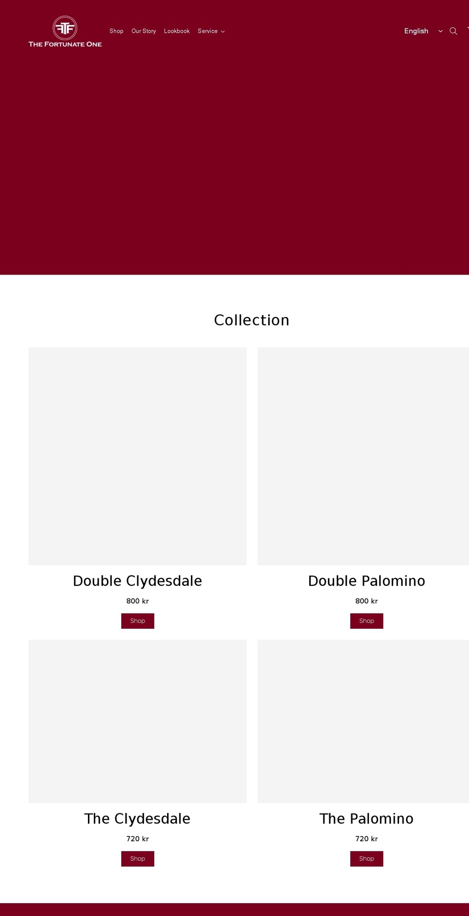 thefortunateone.com — Shopify storefront screenshot