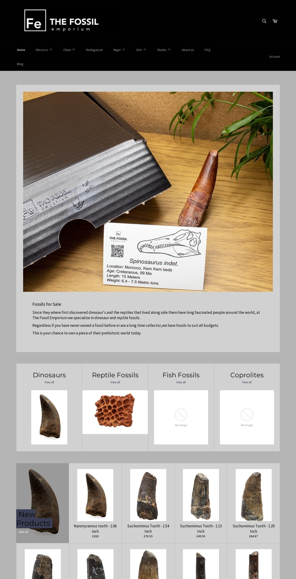 thefossilemporium.com — Shopify storefront screenshot