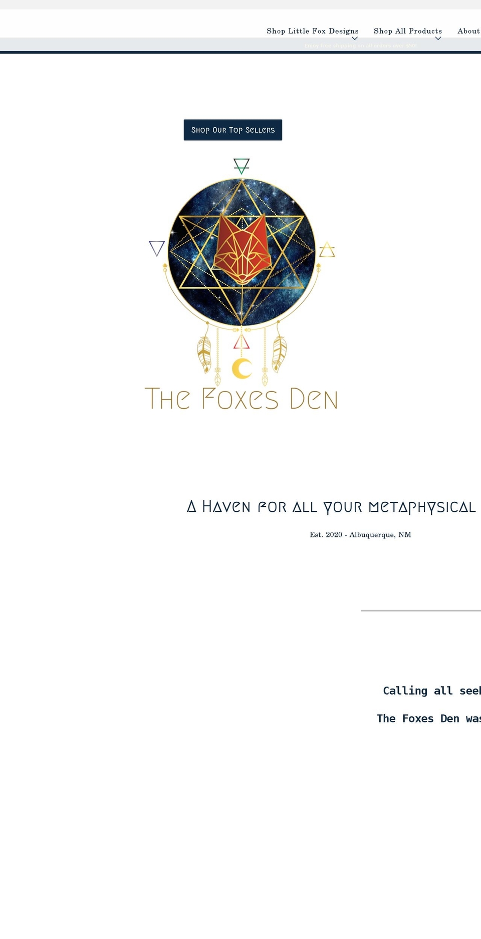 thefoxesden.com shopify website screenshot