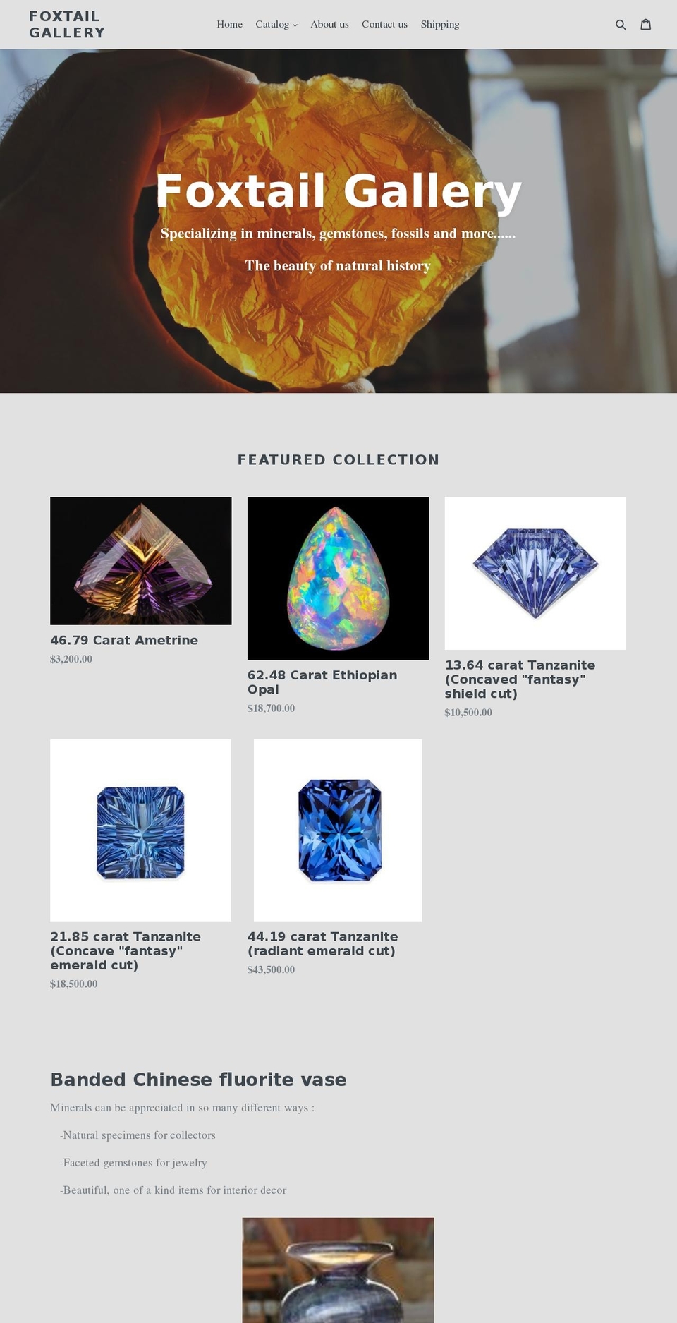 thefoxtailgallery.com — Shopify storefront screenshot