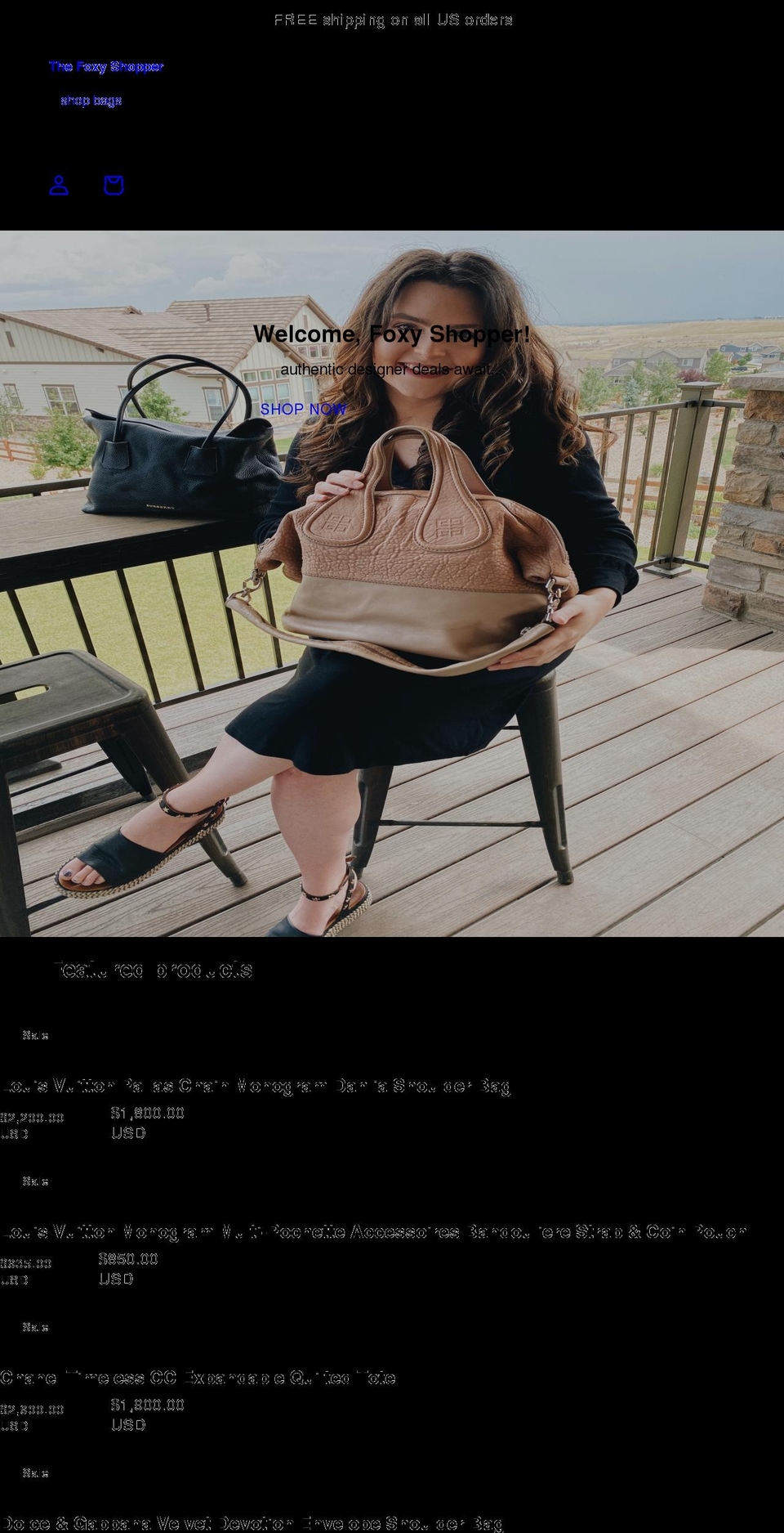 thefoxyshopper.com shopify website screenshot