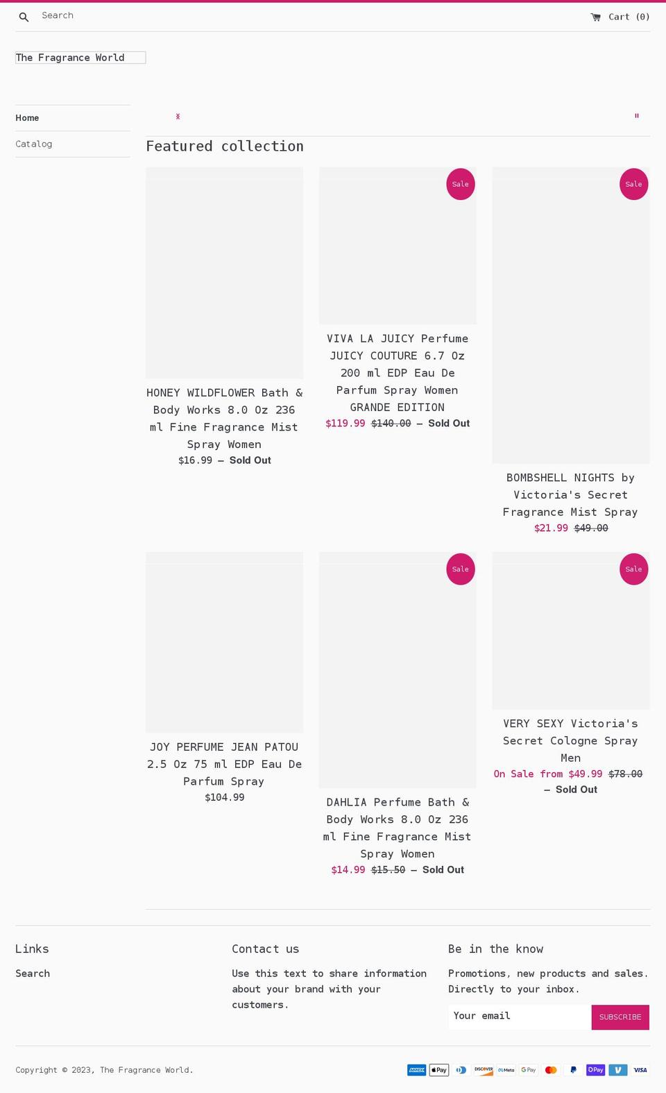 thefragranceworld.com shopify website screenshot