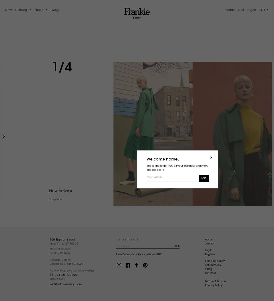 Launch Shopify theme site example thefrankieshop.com