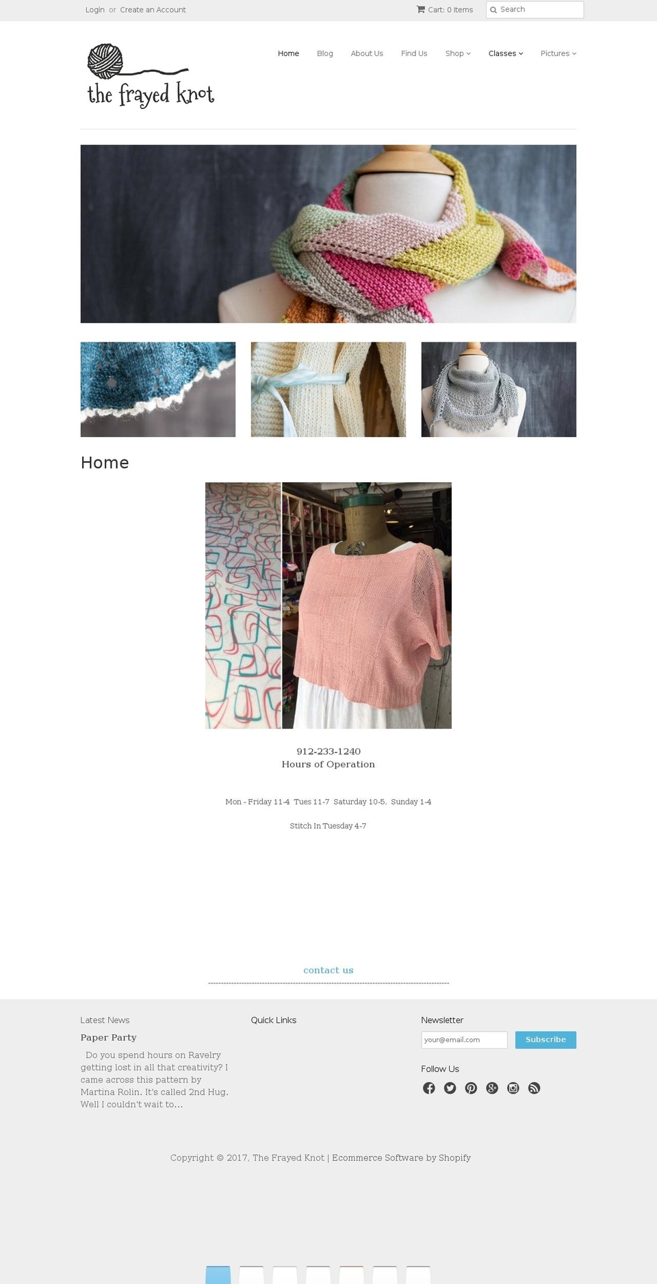 thefrayedknotsav.com shopify website screenshot