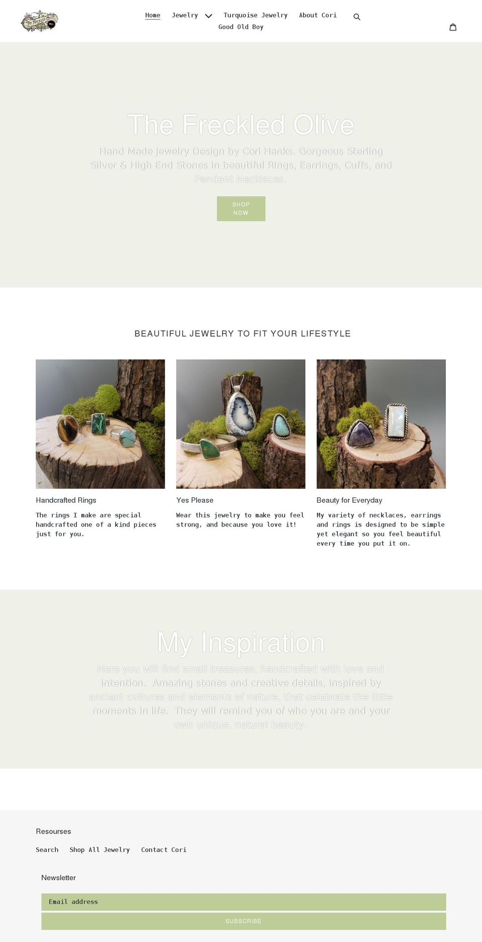 thefreckledolive.com shopify website screenshot