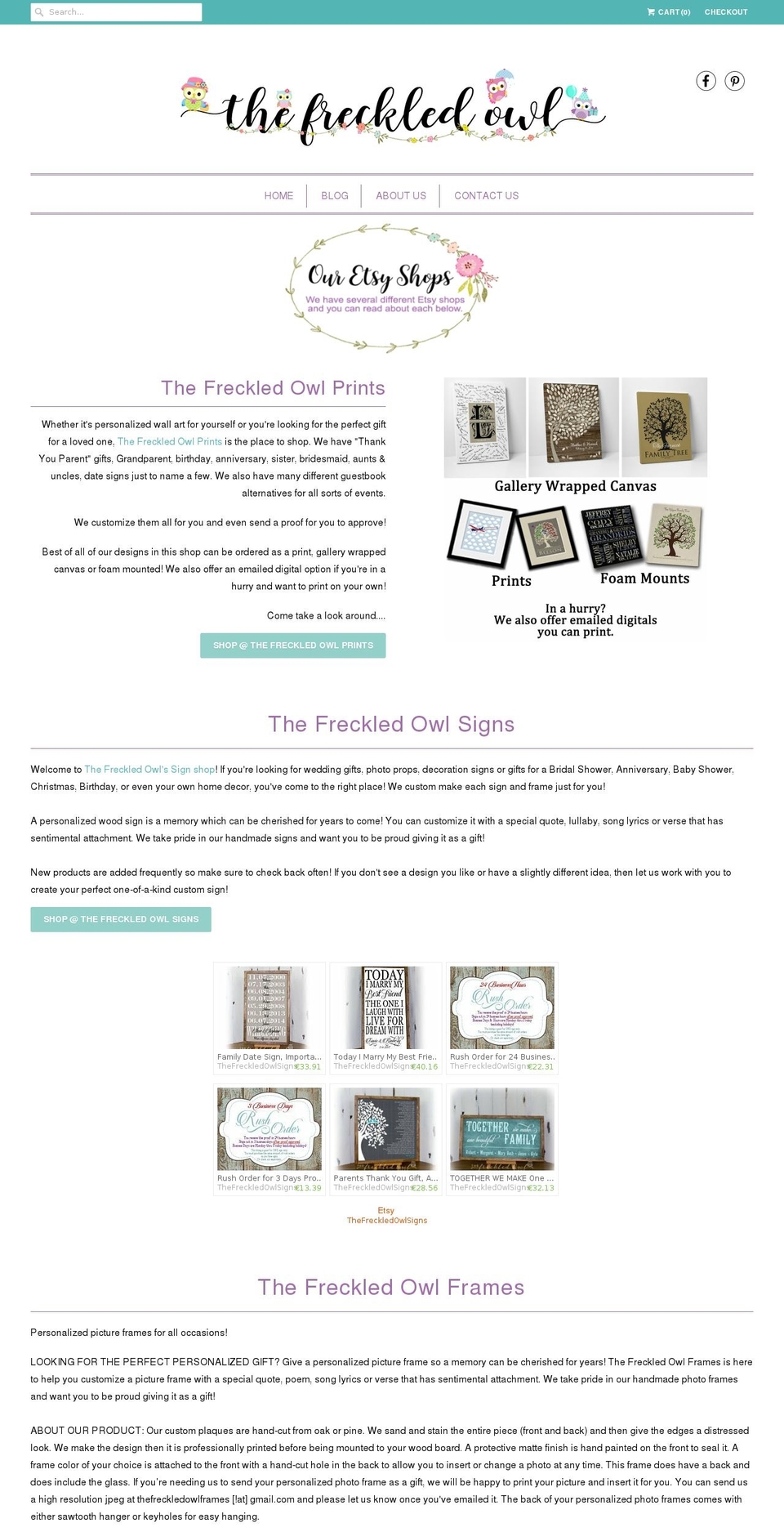 thefreckledowl.com — Shopify storefront screenshot