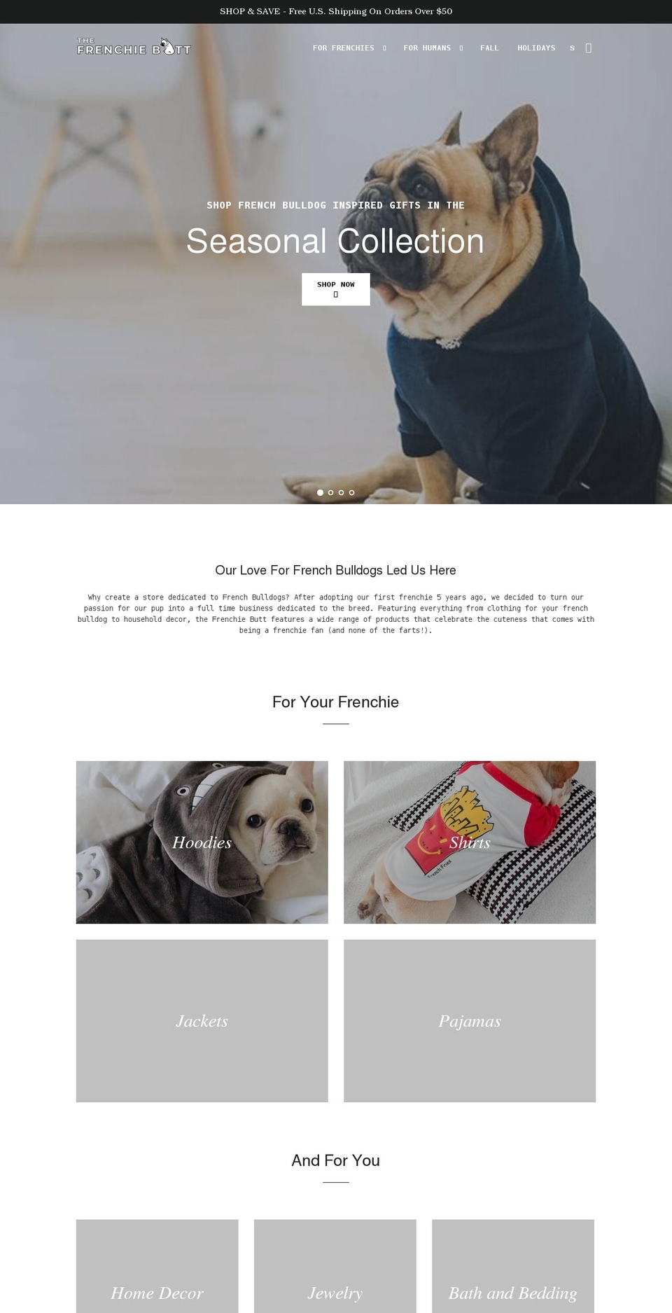 thefrenchiebutt.com shopify website screenshot