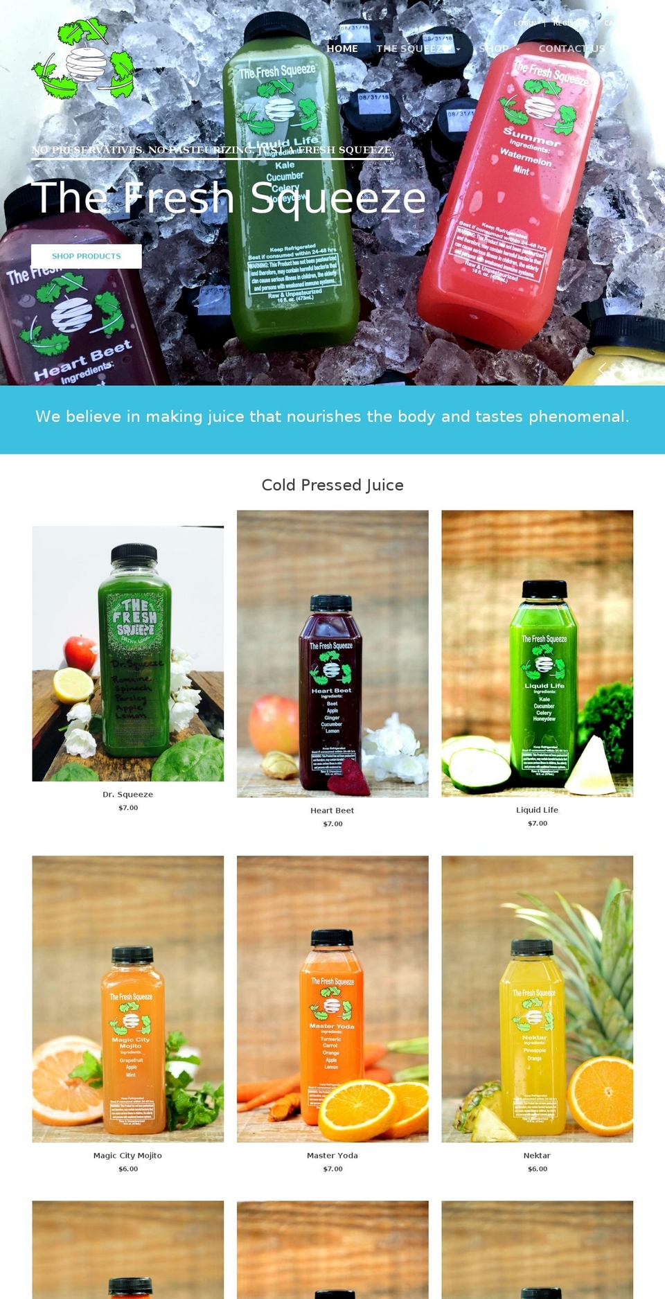 thefreshsqueezebham.com — Shopify storefront screenshot