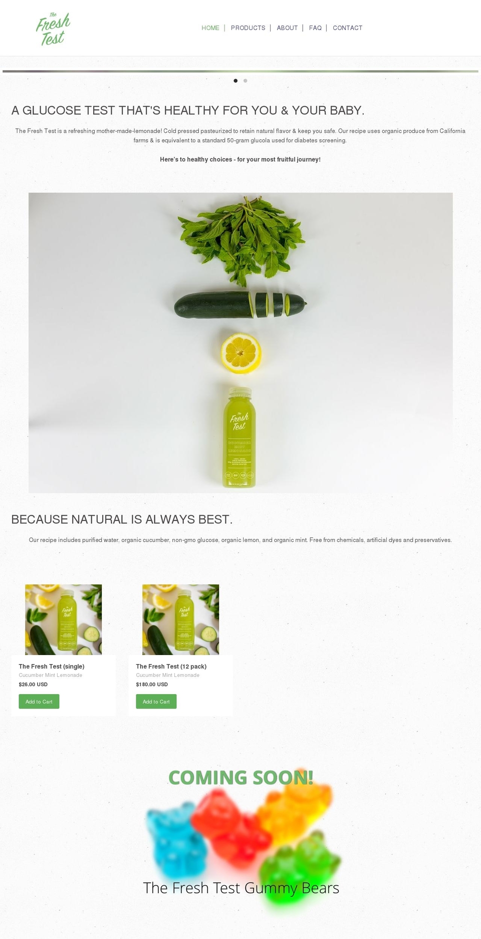 thefreshtest.com shopify website screenshot