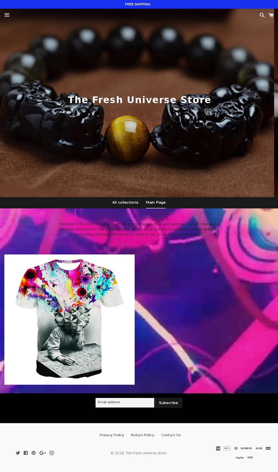 thefreshuniversestore.com — Shopify storefront screenshot