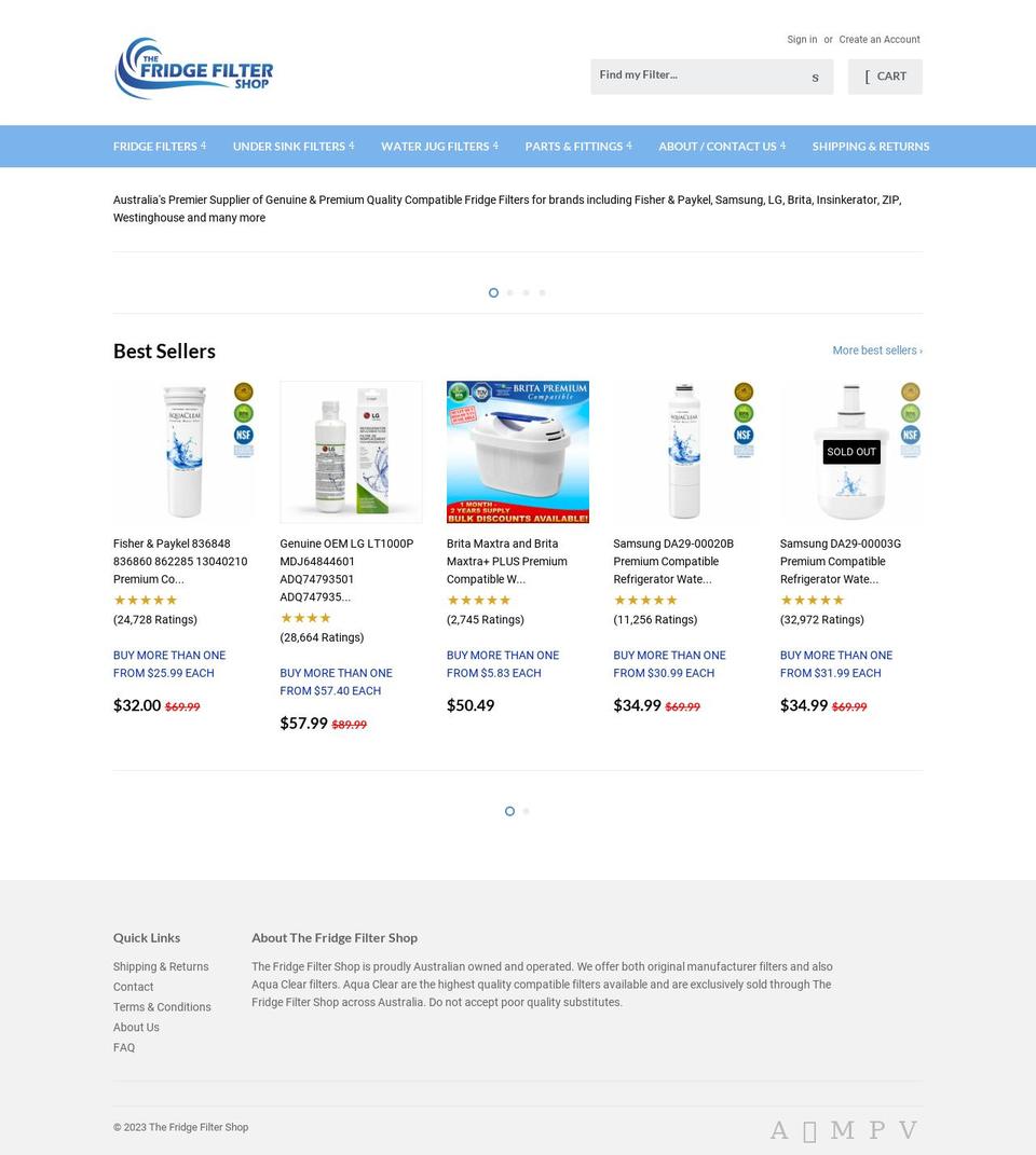 thefridgefiltershop.com.au shopify website screenshot