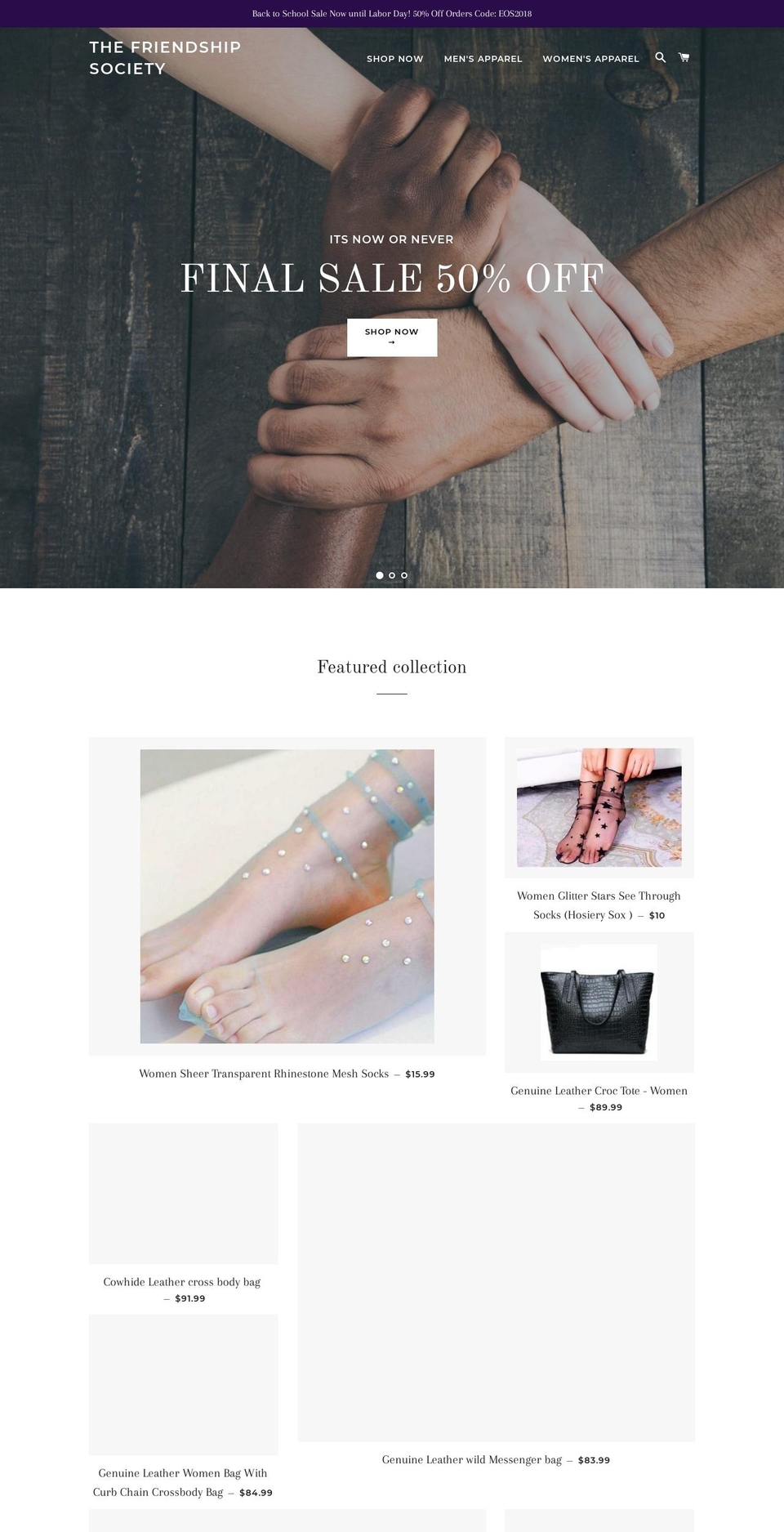 thefriendshipsociety.com — Shopify storefront screenshot