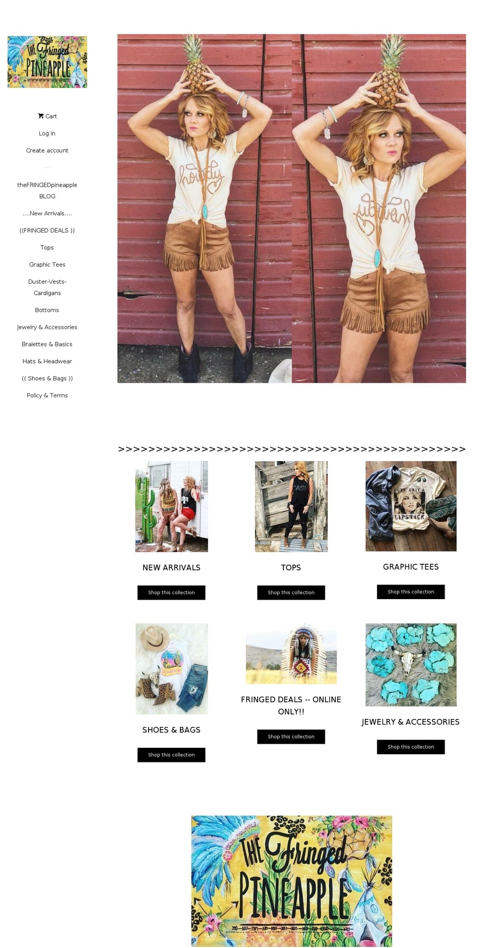 thefringedpineapple.com — Shopify storefront screenshot