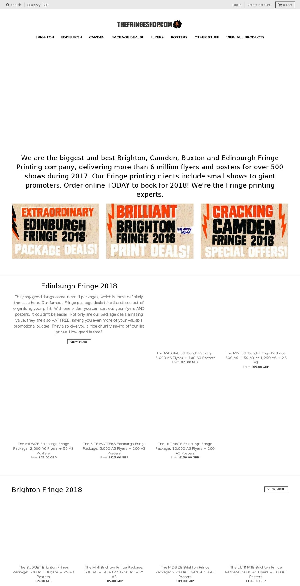 thefringeshop.com — Shopify storefront screenshot