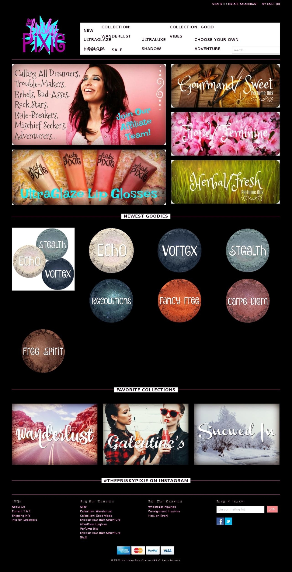 thefriskypixie.com shopify website screenshot