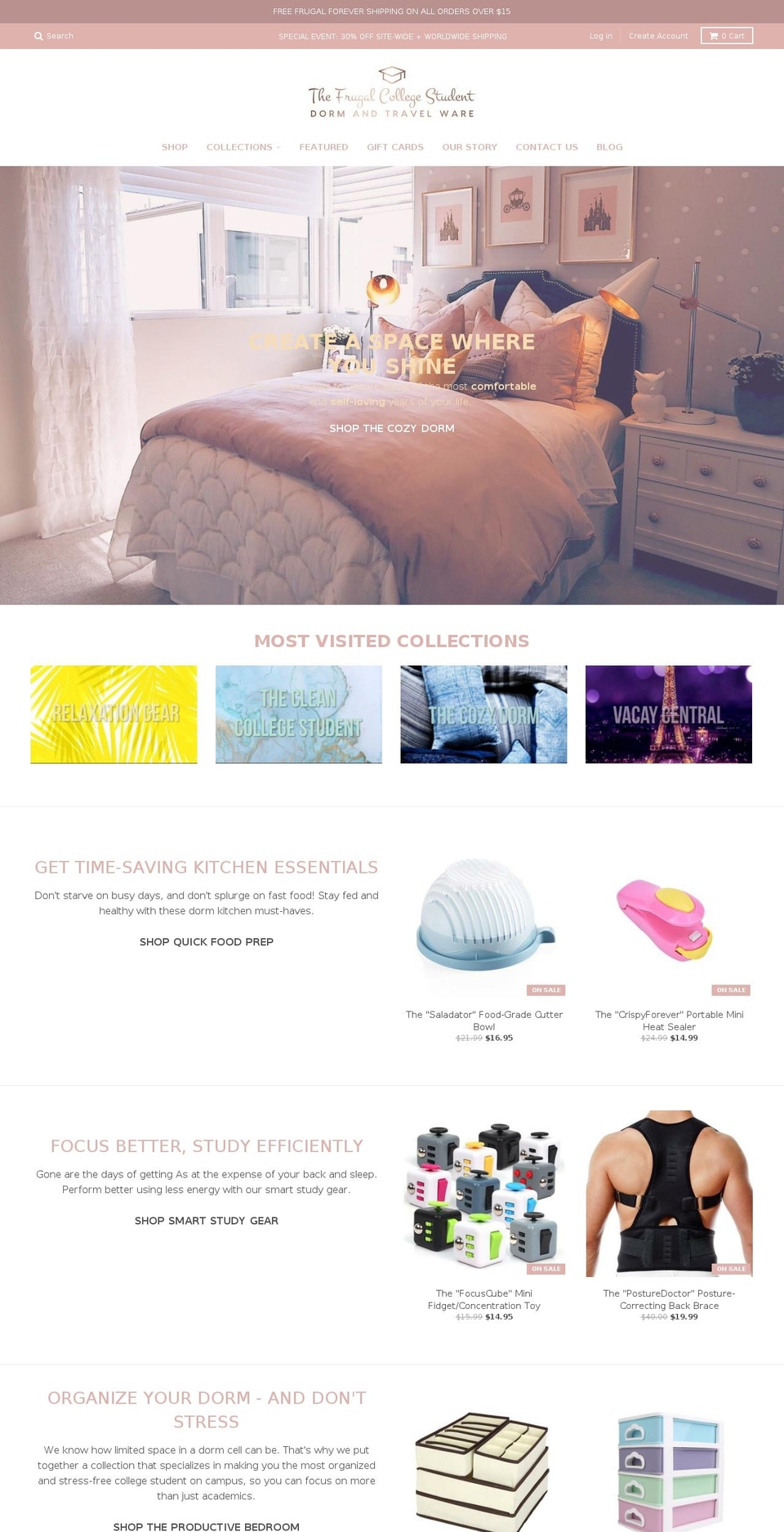 thefrugalcollegestudent.com — Shopify storefront screenshot