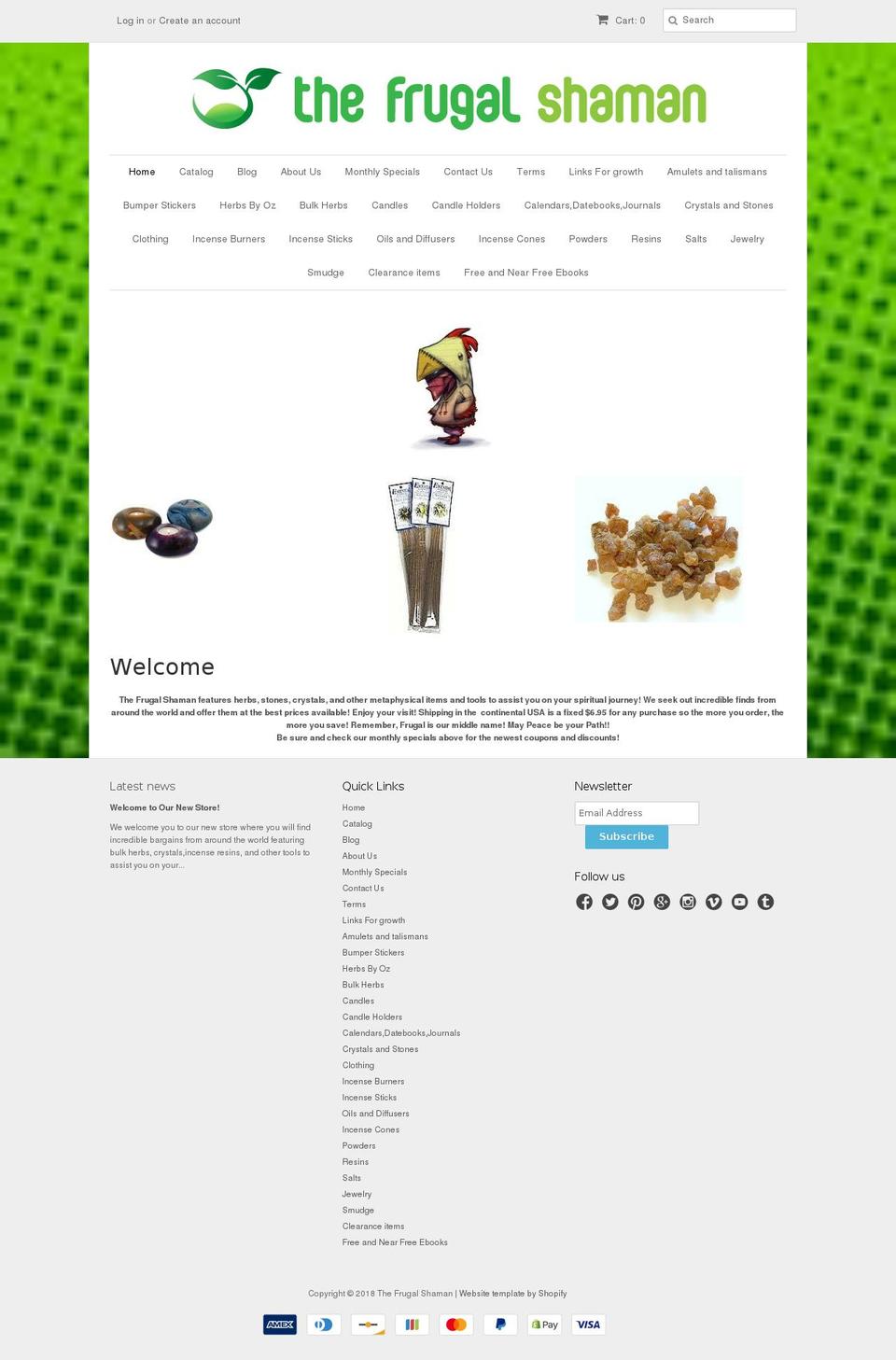 thefrugalshaman.com — Shopify storefront screenshot