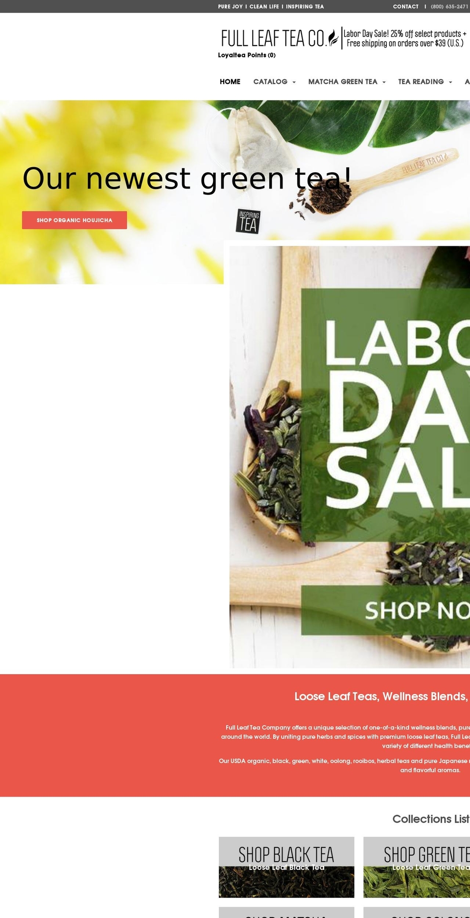 thefullleafteacompany.com — Shopify storefront screenshot